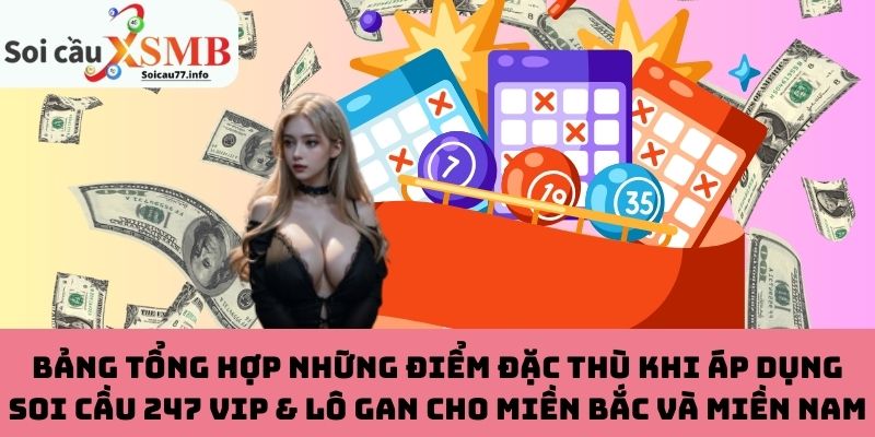 Bảng tổng hợp những điểm đặc thù khi áp dụng soi cầu 247 VIP & lô gan cho Miền Bắc và Miền Nam